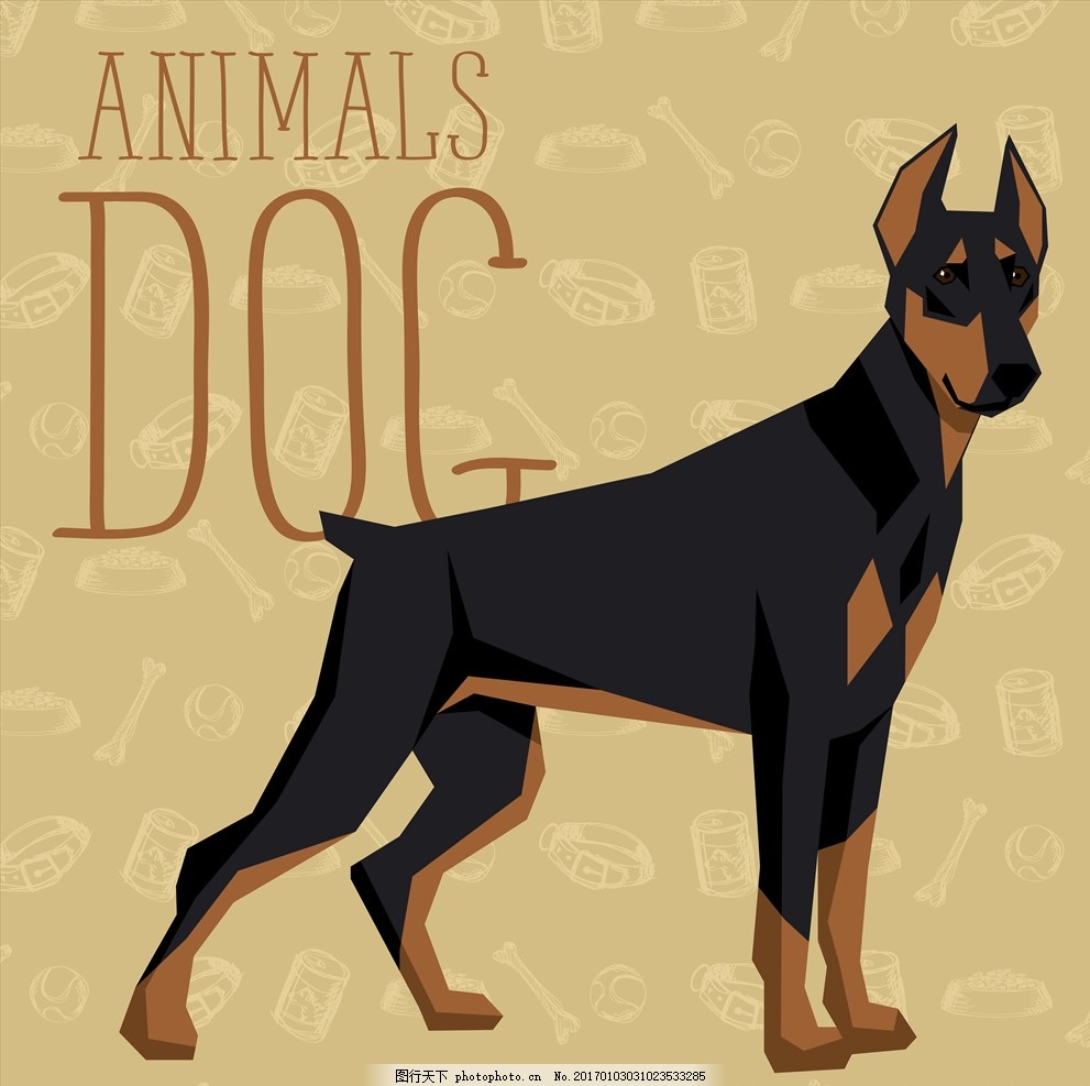 多边形宠物狗 低多边形 动物 折纸