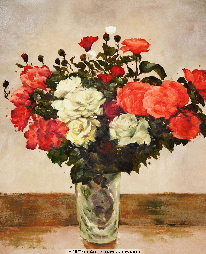 花瓶静物油画图片