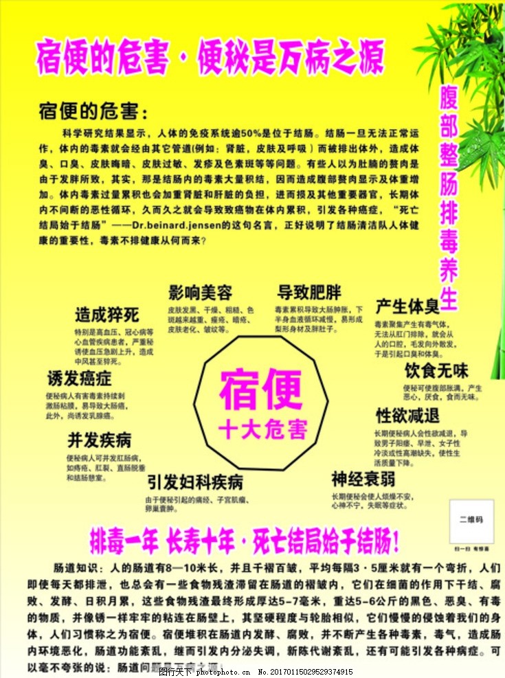 美容之便秘,便秘的危害 宿便 便秘海报-图行天下图库
