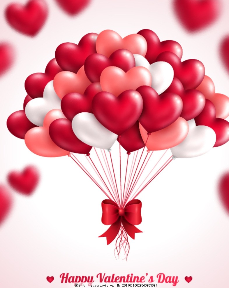 爱心气球,红色爱心气球 贺卡 矢量文件 红色心型 红色气球-图行天下图库