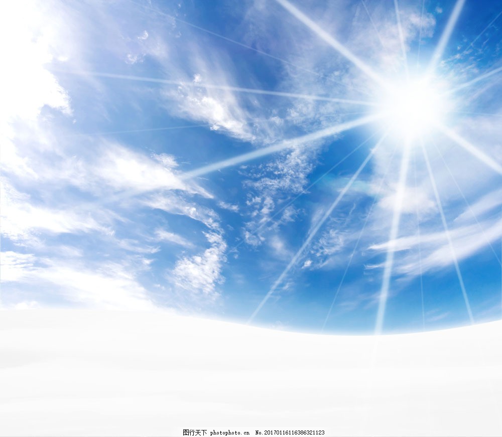 天空阳光灿烂高清图片素材蓝天白云太阳绿叶晴天