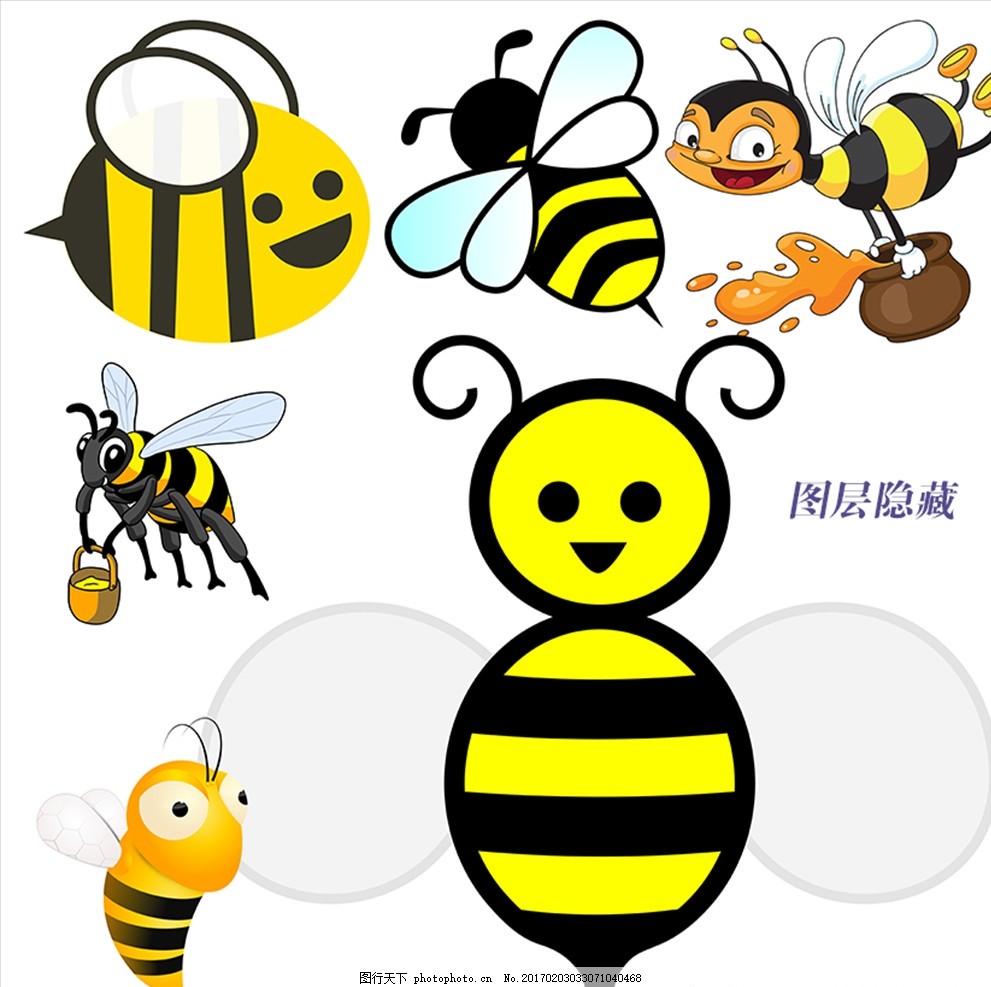 卡通蜜蜂 卡通图案 可爱 儿童卡能素材 昆虫卡通素材 采蜜