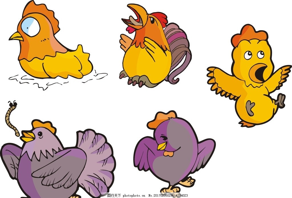 卡通鸡,卡通素材 矢量素材 手绘素材 可爱卡通 