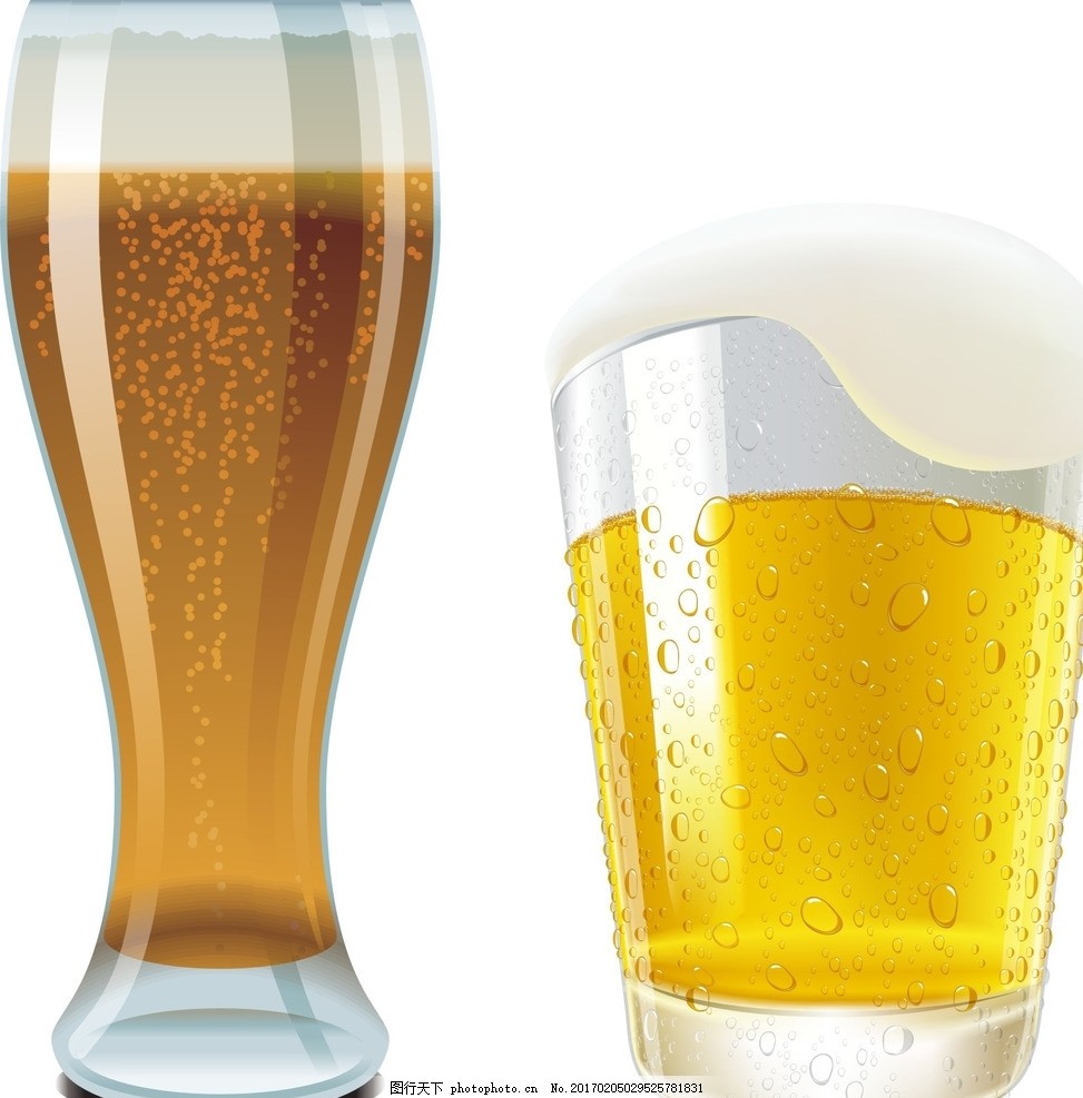啤酒杯,矢量素材 矢量啤酒杯 一杯啤酒 扎啤 啤酒花-图行天下图库