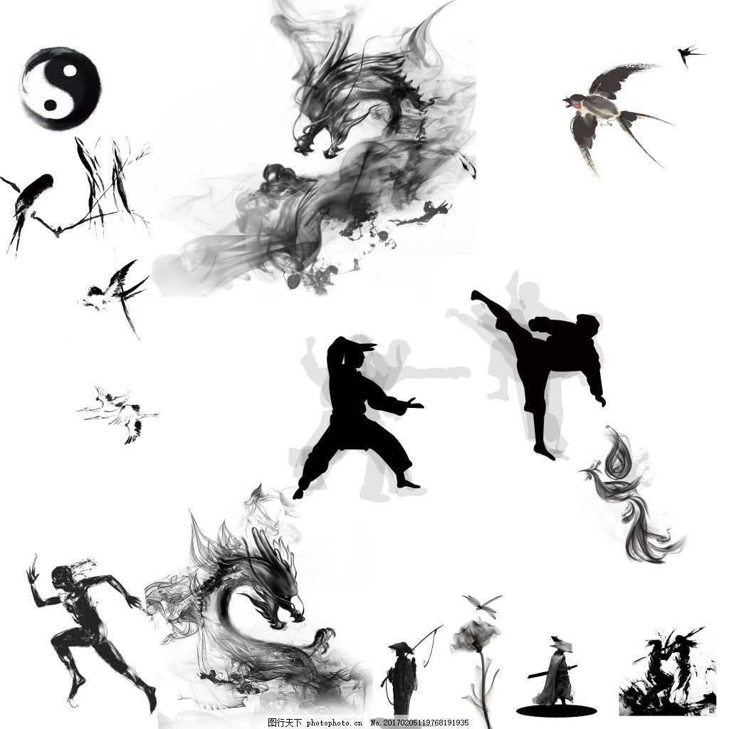 水墨画分图层素材,墨水 分层素材 免费素材 中国风-图行天下图库