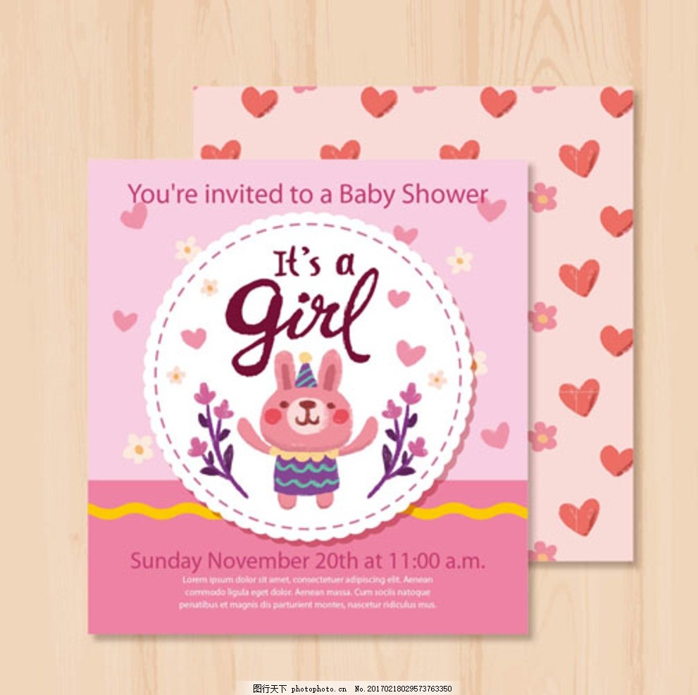 兔子母婴儿童宝宝邀请卡,宝贝 孩子 幼儿园 小学