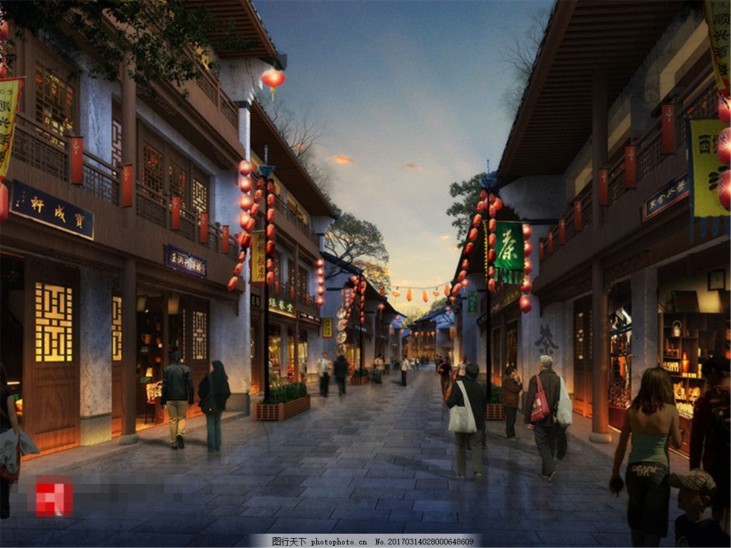 古城夜景效果图