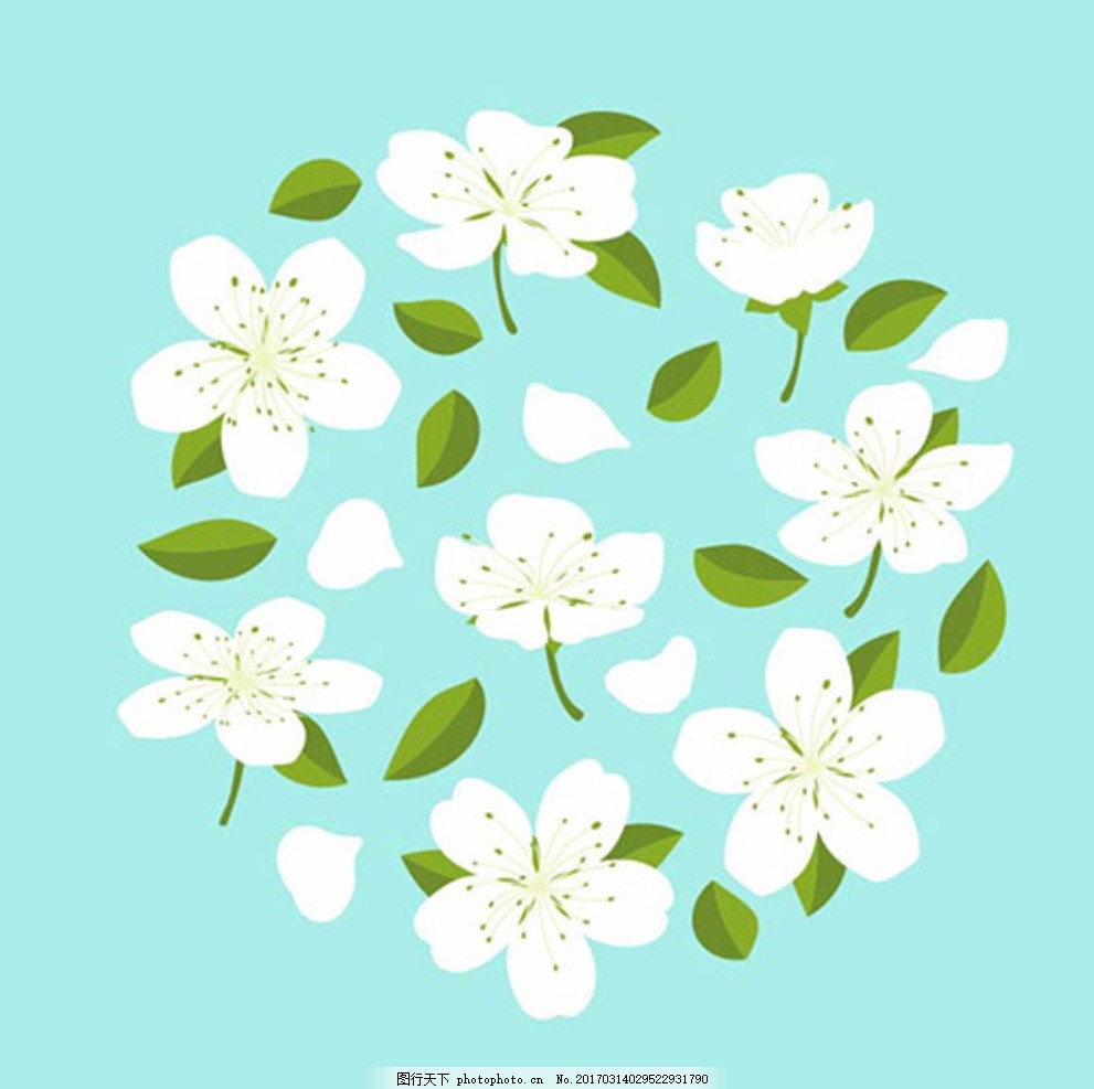 卡通春季茉莉花插图 春暖花开 春季促销 春季促销海报 春季大促销