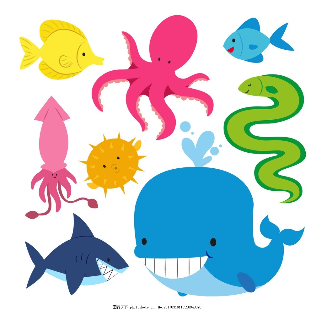 卡通海底生物鱼矢量 矢量手绘 卡通动物公仔 动物形象 插画 猫头鹰 老虎狮子 生肖 动漫插画 卡通形象 手绘卡通 卡通插画 手绘卡通动物 企鹅 大象 猴子 兔子 狗猫 熊猫 猪牛羊 鸡鸭鹅 奶牛 狐狸 动物插画 动物园 幼儿园 可爱动物 扁平化设计 动物头像 设计 底纹边框 背景底纹 EPS 卡通动物矢量图 设计 广告设计 卡通设计 EPS