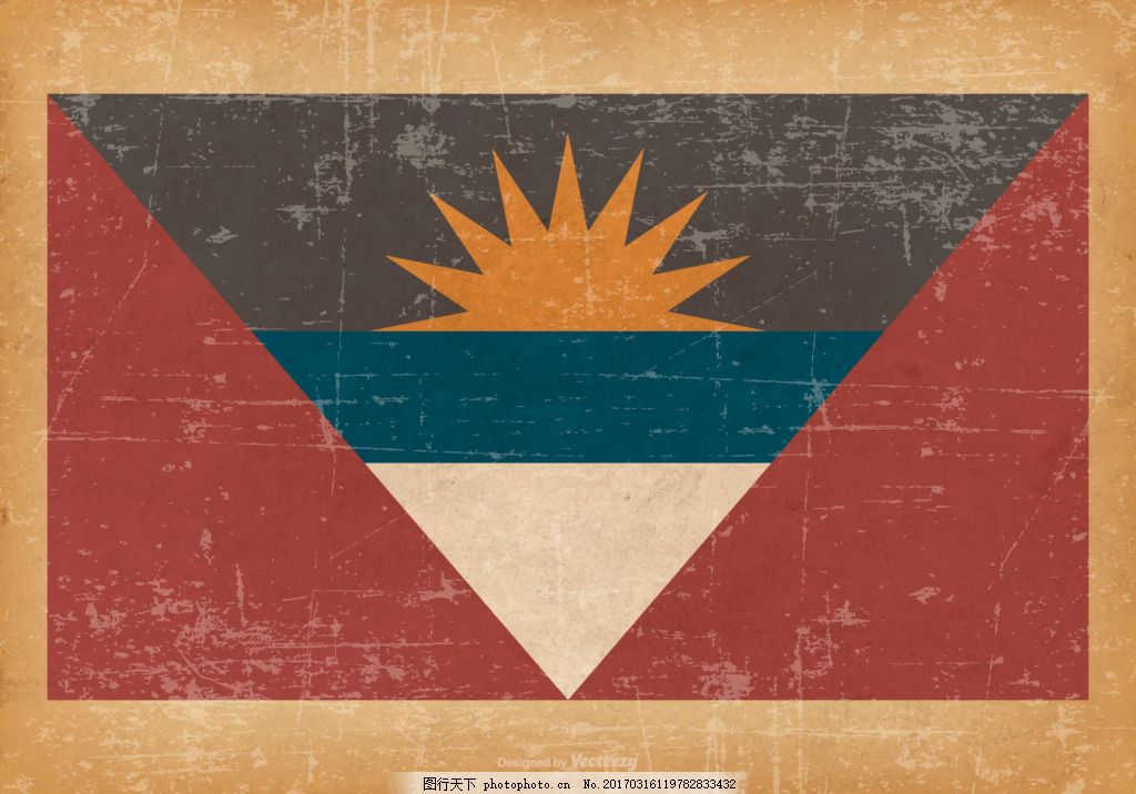 安提瓜和巴布达国旗,国旗素材 矢量素材 复古 复