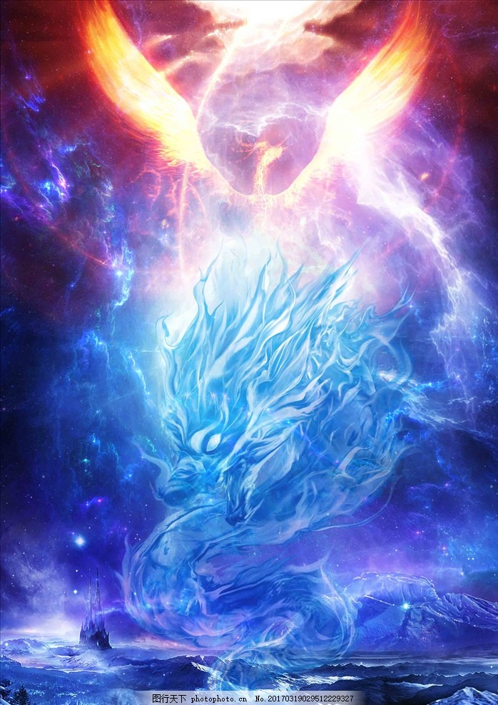凤凰神龙,神龙凤凰 中国神龙 手机背景-图行天下图库