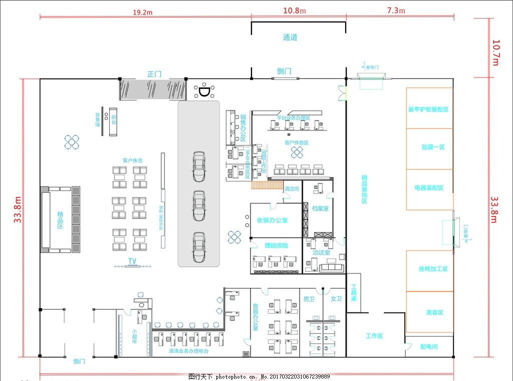 4s店平面图 cdr 4s 汽车 平面布局图 设计图 设计 广告设计 其他 cdr