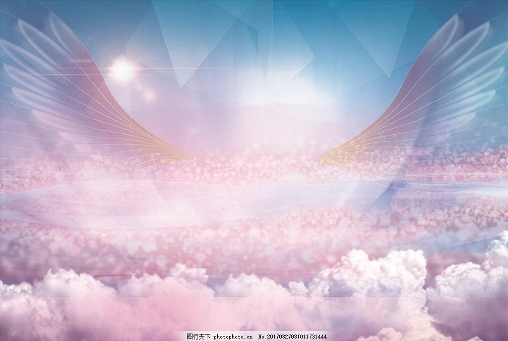 翅膀天空彩色云朵海报图片