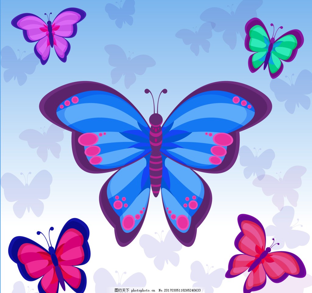 可爱背景色蝴蝶图片 广告背景 底纹边框 图行天下素材网